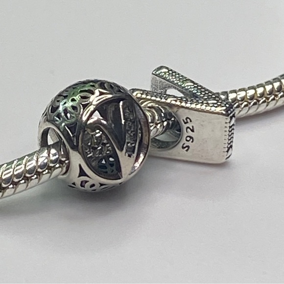 Sterling Silver Letter V Charm - Picture 5 of 8